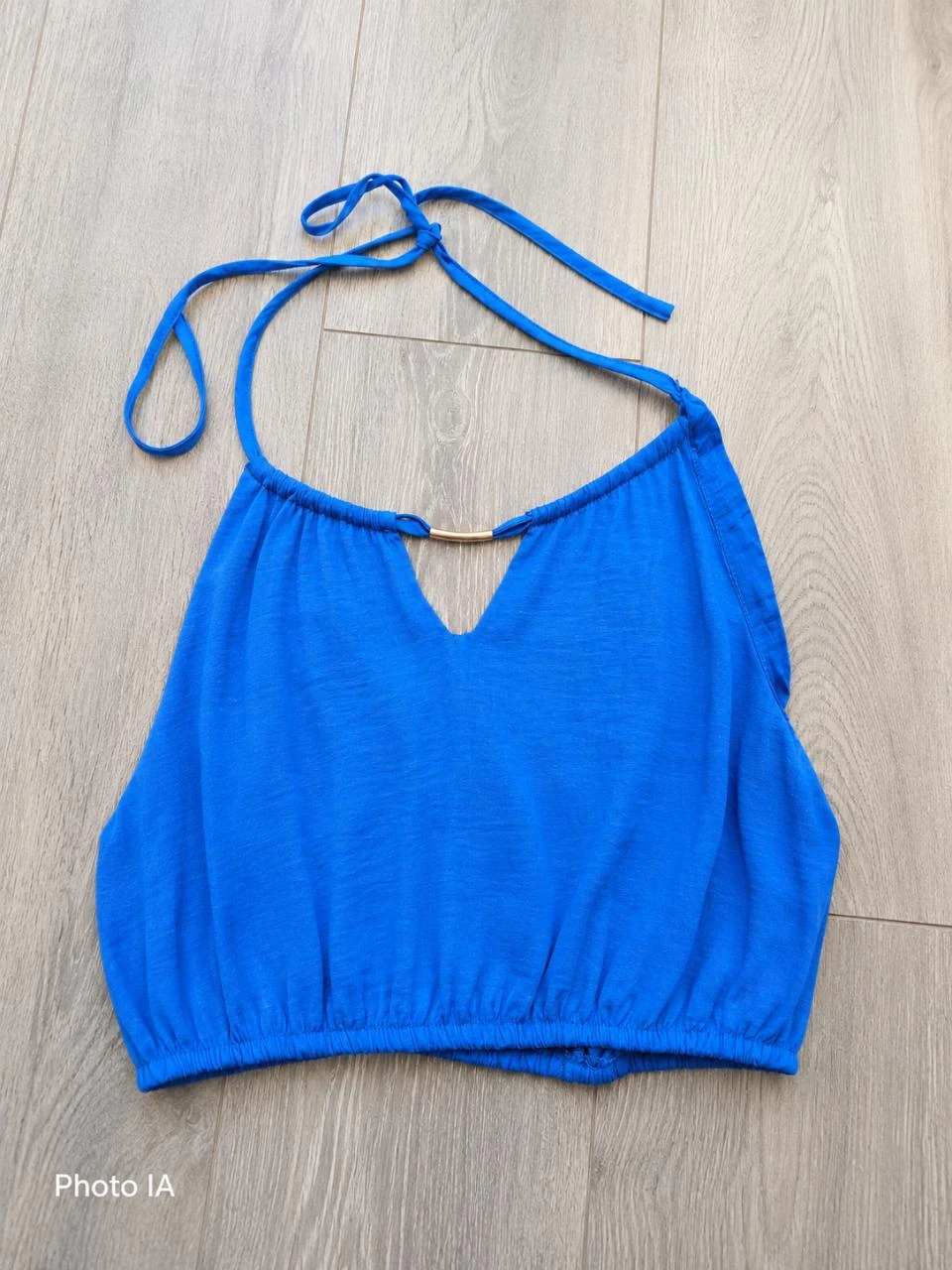 Cobalt Blue ETAM Short Backless Top • Gold Ring • Size XS • New – photo 2